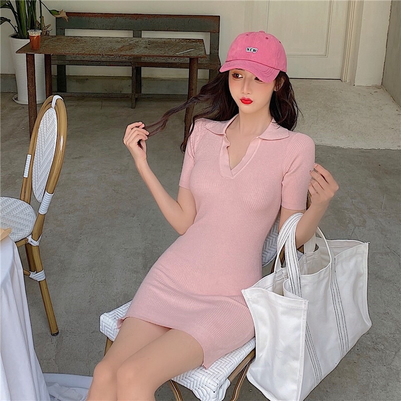 Váy body dệt kim polo