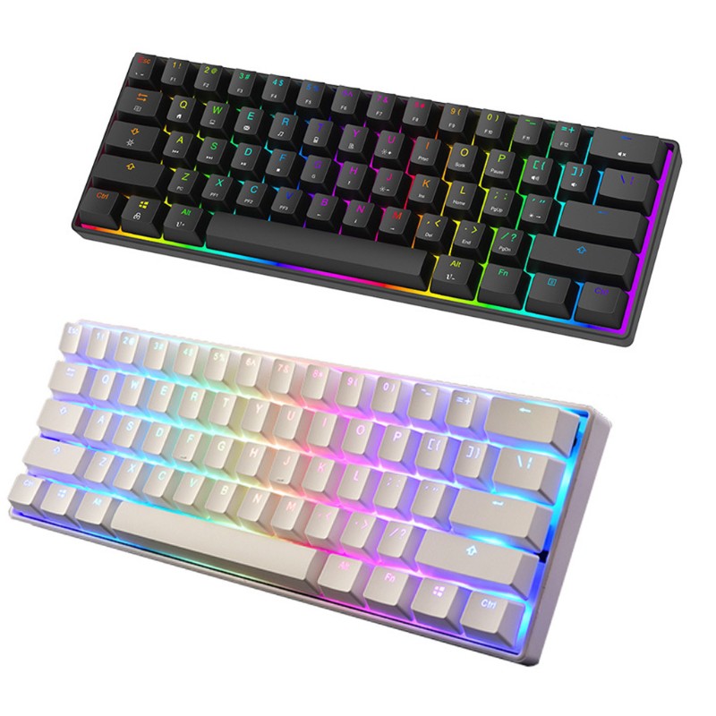 Bàn Phím Cơ Gaming Mini 60%, 61 Phím, Led Rgb