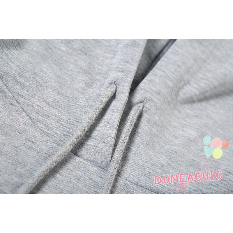 DUNEA Áo Hoodie Tay Dài Dáng Rộng Phối Dây Rút Lệch Tà Kiểu Đường Phố Cá Tính Cho Nữ