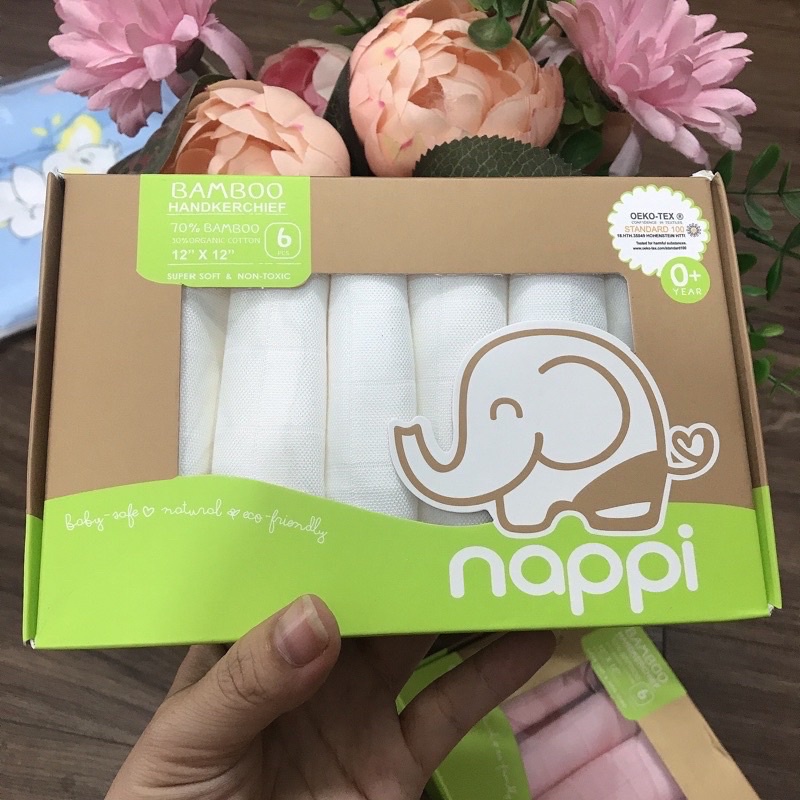 Hộp 6 Khăn sữa sợi tre Nappi