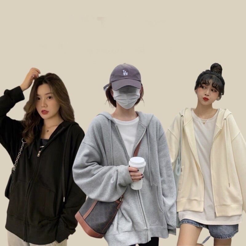 ÁO KHOÁC NỈ HOODIE ZIPPER DÂY KÉO TRƠN NÓN 2 LỚP DÀY DẶN UNISEX