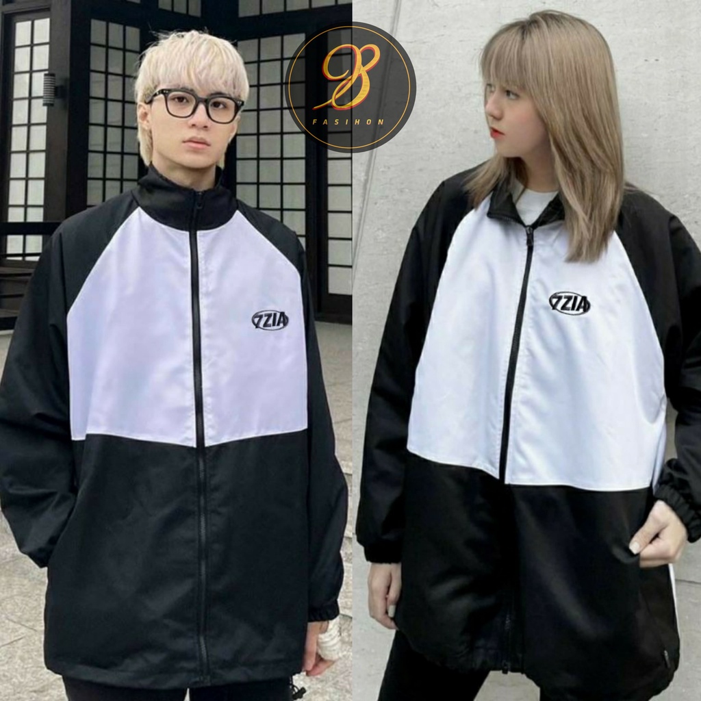 Áo Khoác Gió 7ZIA Nam Nữ Ulzzang Unisex Đen Trắng - 98 fashion