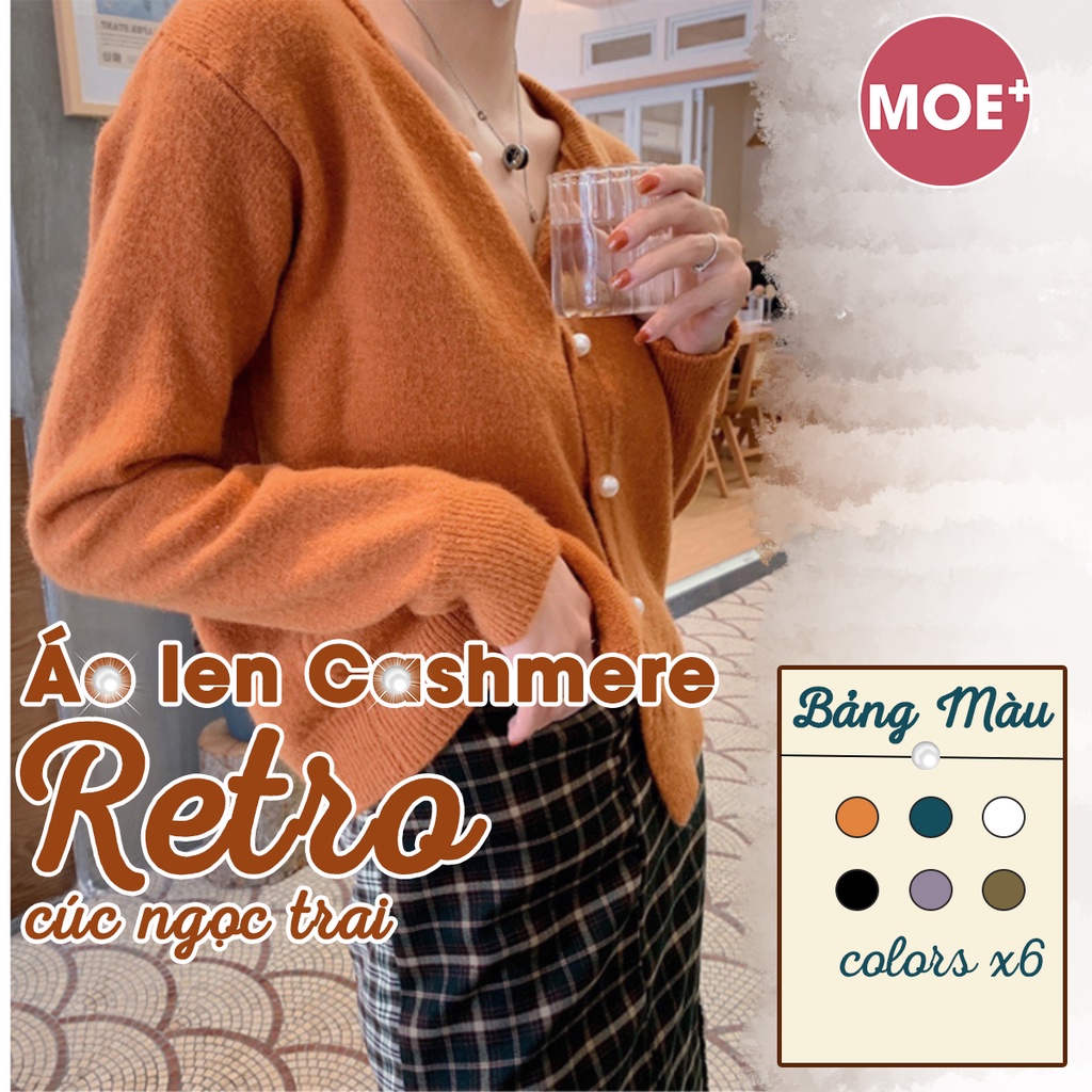 HÀNG SẴN_Áo Khoác Cardigan Cashmere Retro Đính Cúc Thu Đông 2021