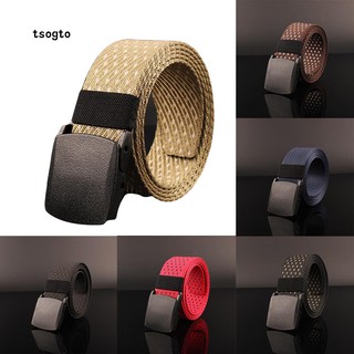 Thắt lưng nam vải canvas màu trơn khóa nhựa thời trang