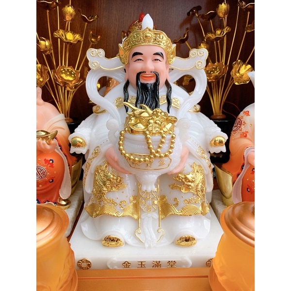 Thần Tiền Màu Trắng - Thần Phát Thần Tài Lộc Bột Đá 12 in - 30cm