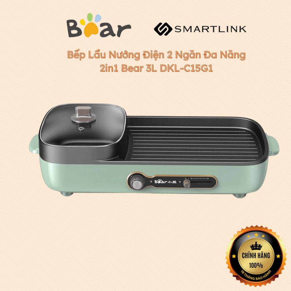 Bếp Lẩu Nướng Điện 2 Ngăn Đa Năng 2in1 Bear 3L DKL-C15G1 - Hàng Chính Hãng - Bảo Hành 18 Tháng