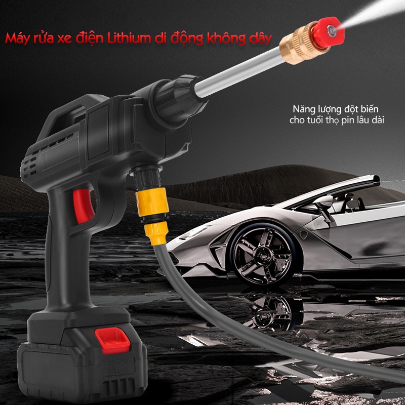 [CÓ BÁN LẺ PIN] Máy rửa xe mini cầm tay công suất lớn cực tốt để rửa xe, rất tiện lợi