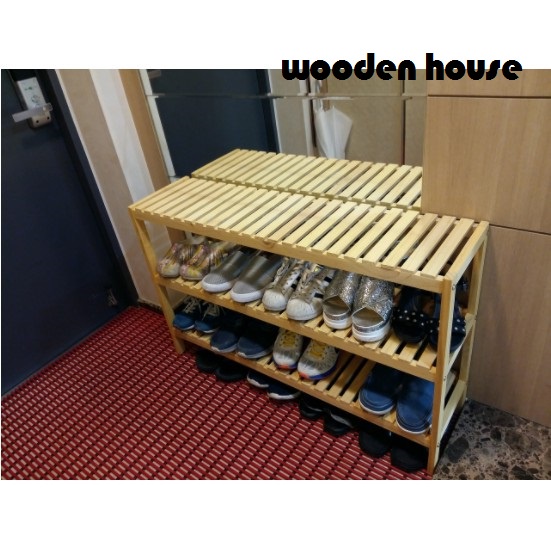 KỆ GIÀY DÉP GỖ THỖNG 3 TẦNG - SIZE 80 CM - 3T80