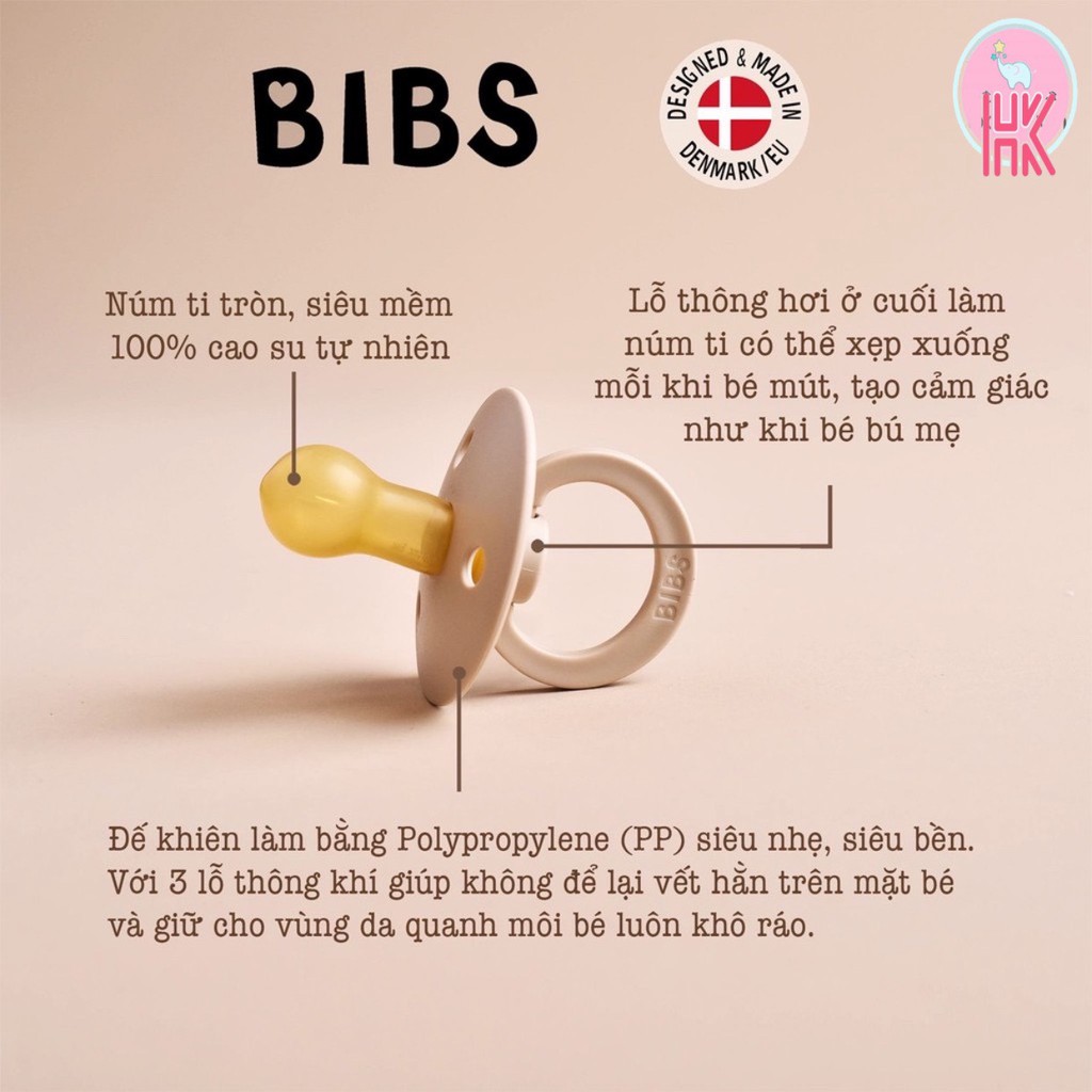 Ti Giả Bibs / Ti Ngậm Bibs Đan Mạch - Tặng Nắp Trứng