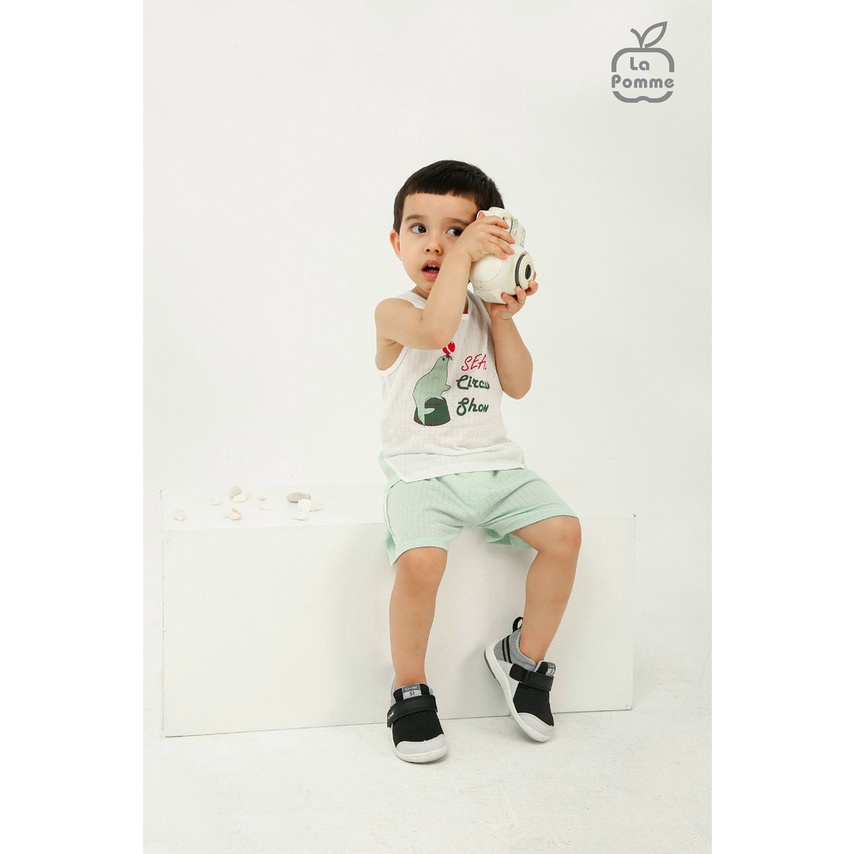 [CHÍNH HÃNG] Bộ ba lỗ quần đùi trẻ em họa tiết xiếc hải cẩu với trái bóng AS013 La Pomme