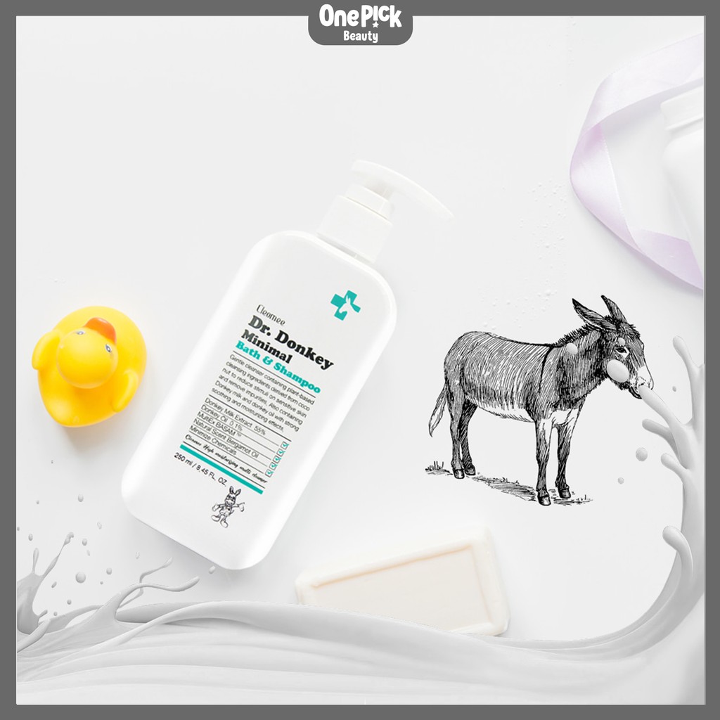 Sữa tắm gội toàn thân từ sữa lừa, dầu lừa và các thành phần từ thiên nhiên phù hợp mọi loại da nhạy cảm [DR.DONKEY Bath&Shampoo 250ml]