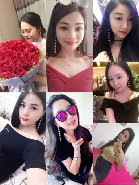 Bông tai dây hạt dáng dài CD A2163