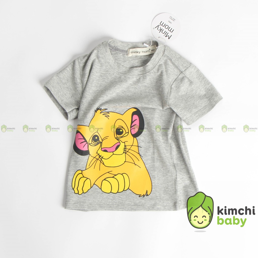 Áo Thun Bé Trai, Bé Gái Minky Mom Vải Cotton 100% Họa Tiết Hoạt Hình Đáng Yêu, Áo Thun Trẻ Em Cộc Tay MKMA2107