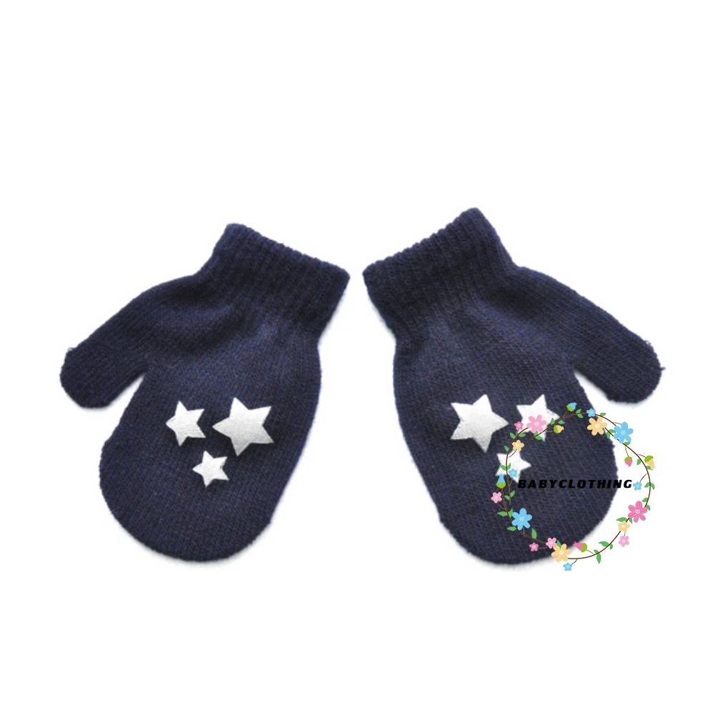 Găng tay len đan mềm mại họa tiết ngôi sao giữ ấm cho bé tập đi