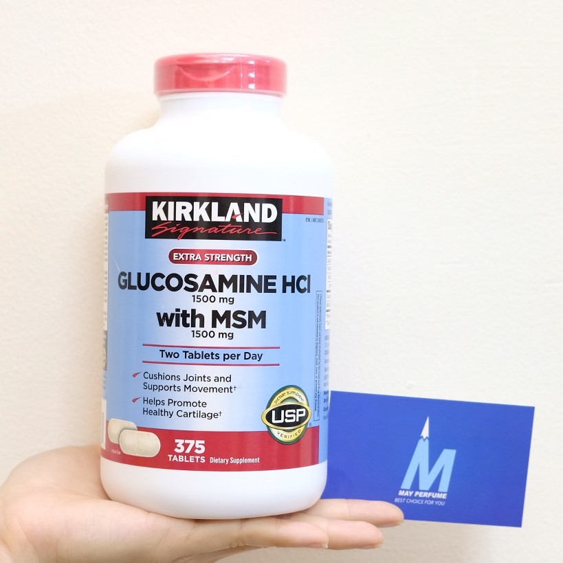 Bổ Khớp Glucosamine HCL 1500mg Kirkland With MSM 1500mg Hộp 375 Viên, Nắp Đỏ