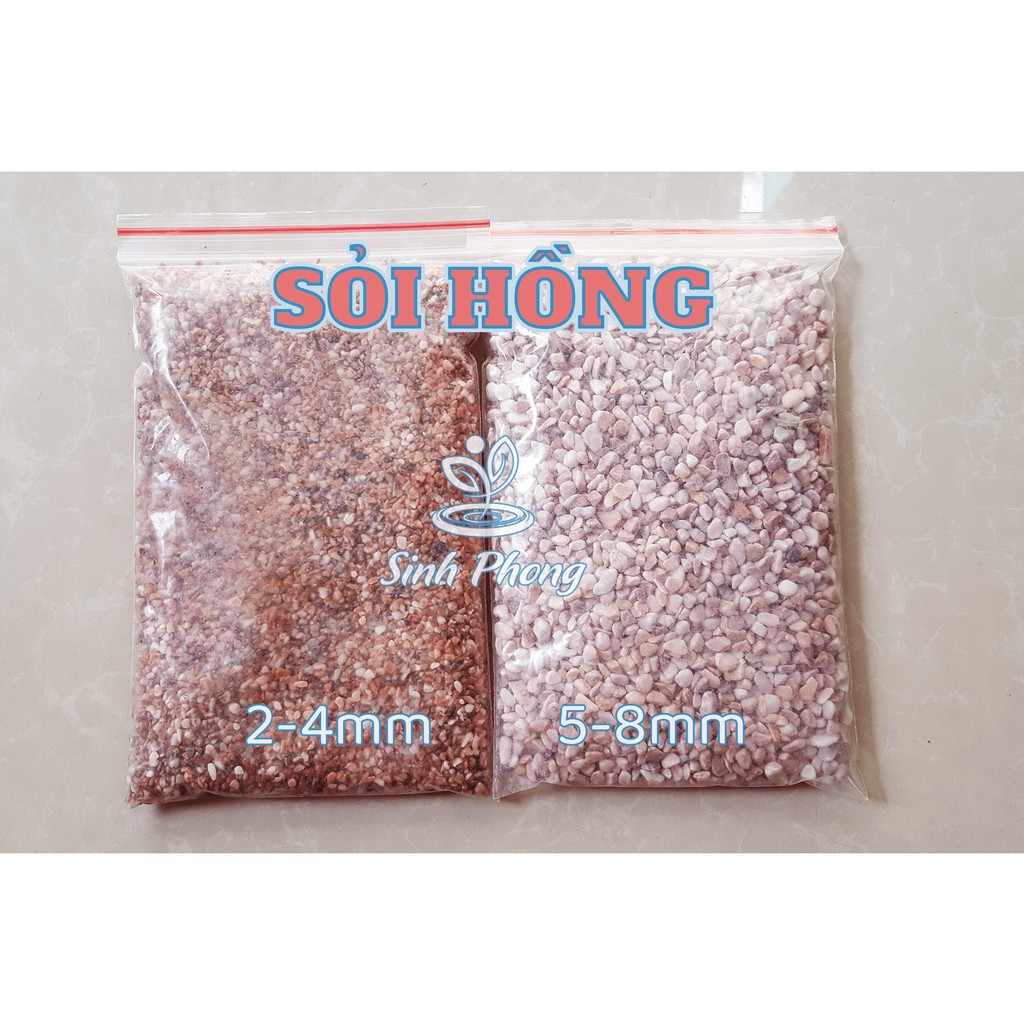 Sỏi hồng 2-4mm - gói 1 kg dùng để lót mặt chậu - trang trí tiểu cảnh