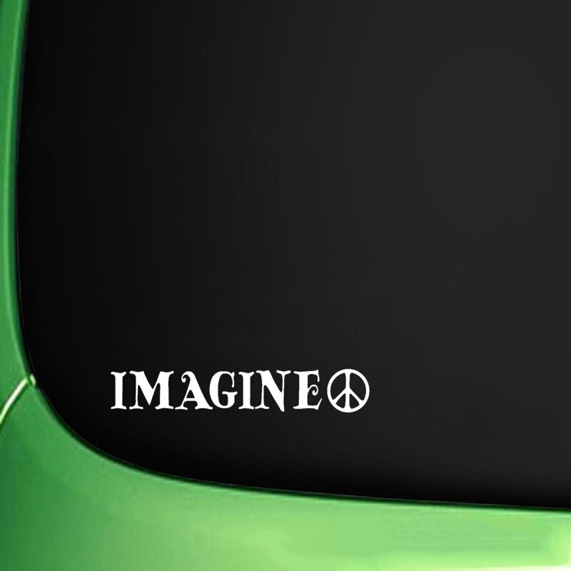 Đề can vinyl chữ Imagine và biểu tượng hòa bình 18CM*3CM trang trí xe hơi/ mô tô