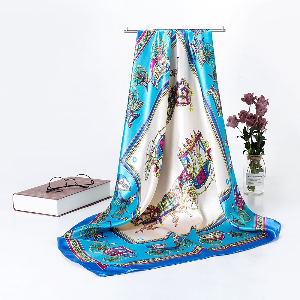 Khăn Choàng Lụa Satin Hình Vuông 90cm(35.4inch) Thoáng Khí Thời Trang WJ1001-14