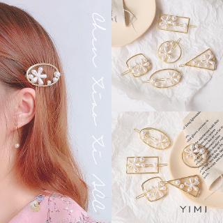 Yimi Kẹp Tóc Hình Hoa Cúc Đính Ngọc Trai Phong Cách Hàn Quốc Cho Nữ