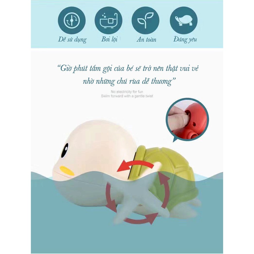 Rùa bơi vặn dây cót thả bồn tắm cho bé