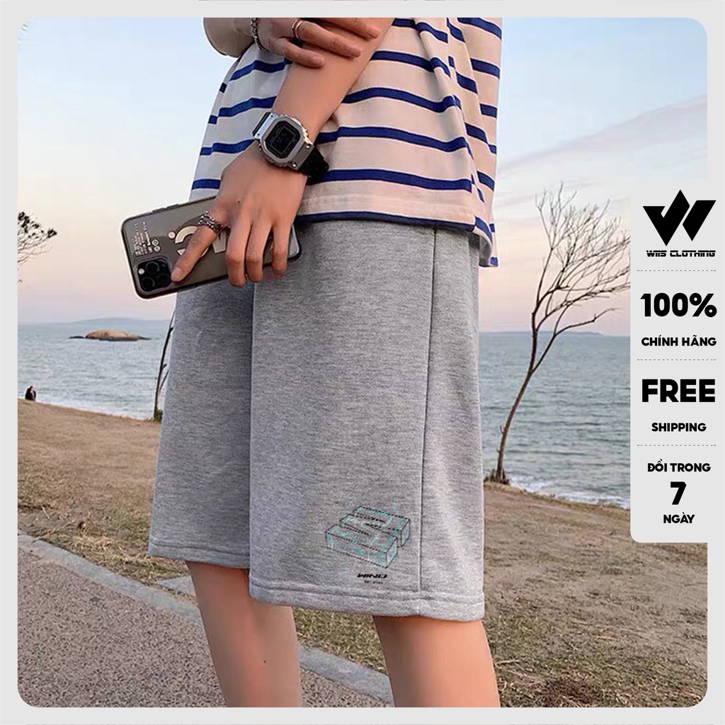 Quần short thun nam ống rộng WIIS unisex 3D quần đùi lửng thời trang nam nữ ulzzang