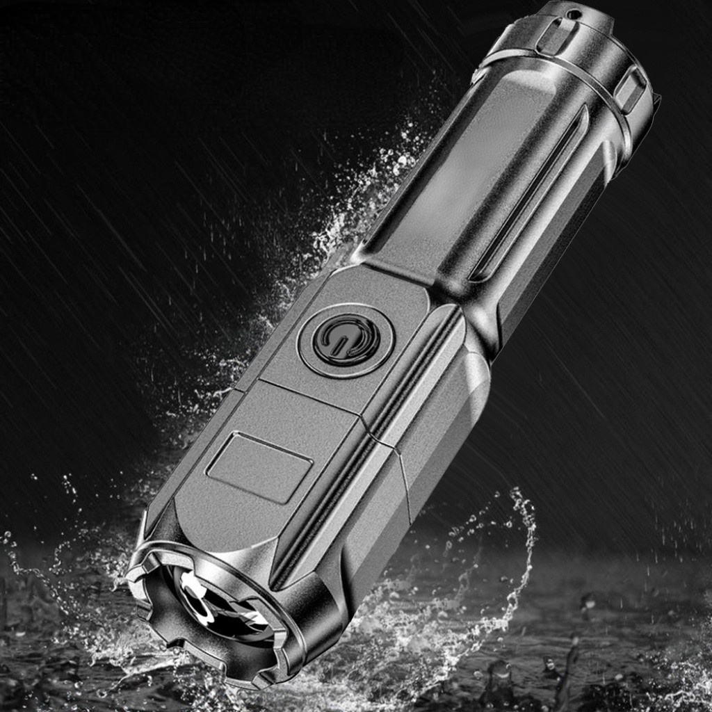 Đèn pin LED cầm tay ánh sáng mạnh có thể sạc lại chống thấm nước có thể phóng to siêu sáng xenon thích hợp ban đêm