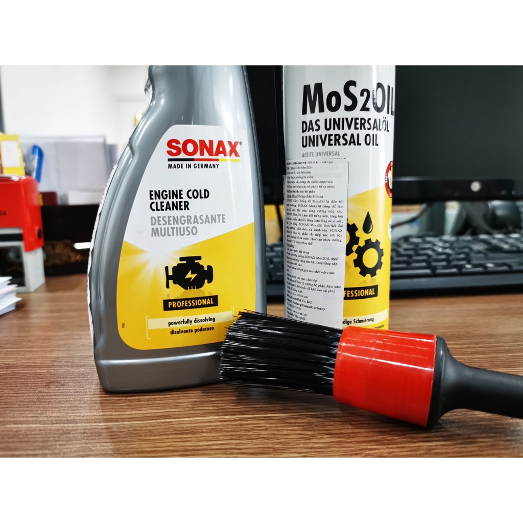 Combo Dưỡng Vệ Sinh Bảo Vệ Khoang Máy Cao Cấp Sonax Tặng Cọ