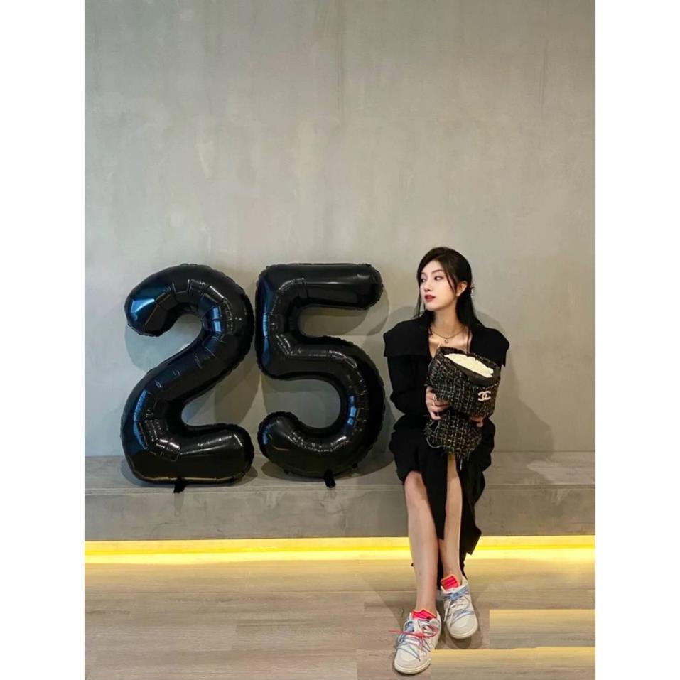 Bóng số tuổi màu đen, màu trắng size 32inch cỡ lớn 70cm trang trí sinh nhật, thôi nôi