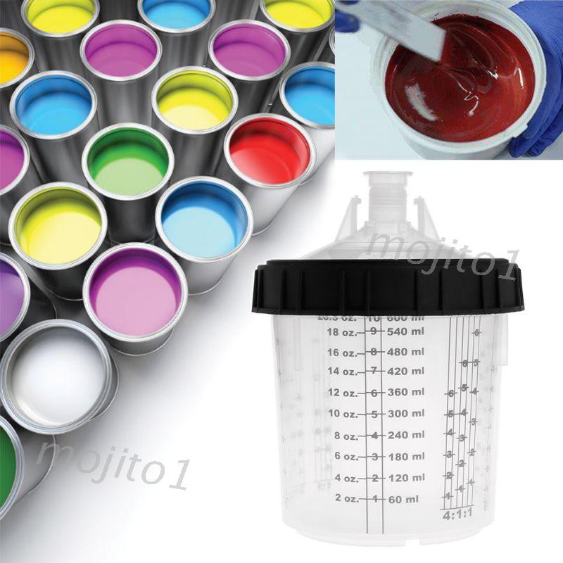 Bộ Cốc Trộn Sơn Cứng PPS Loại H / O Kèm Nắp Đậy Tiện Dụng 600ml
