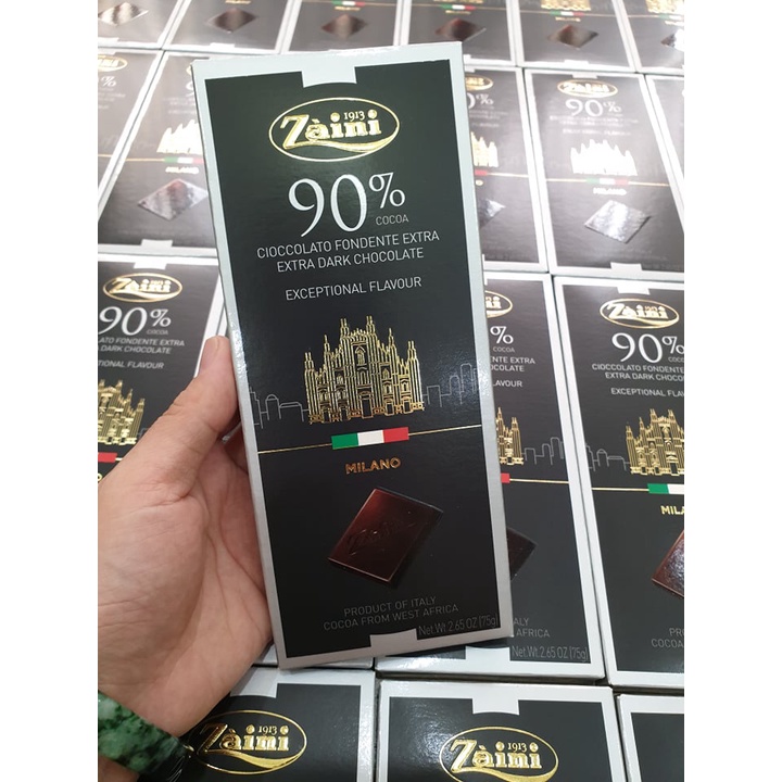 Chocolate Zaini Extra Dark Chocolate 70% Cacao thanh 75gr