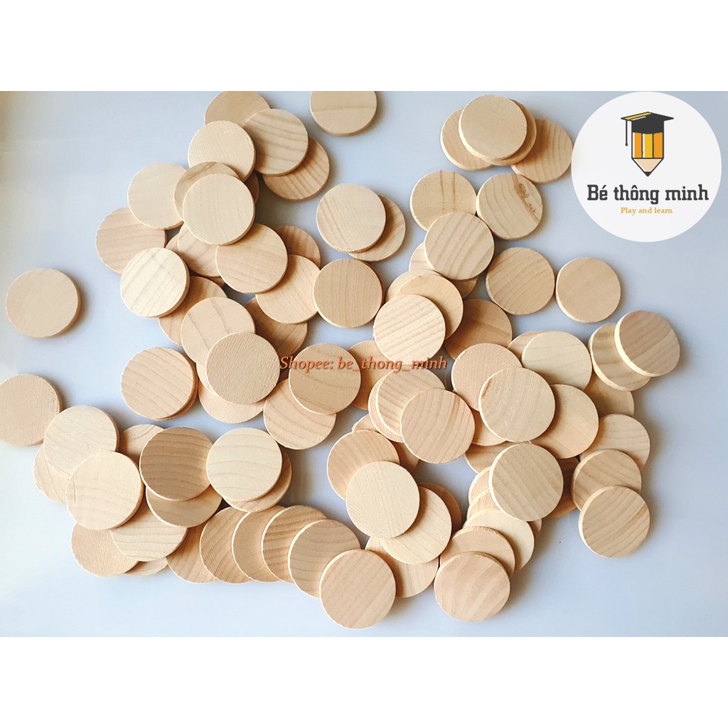 100 hạt gỗ màu - XU MÀU XU MỘC - ghép hình Montessori - SỈ LẺ GIÁ TỐT