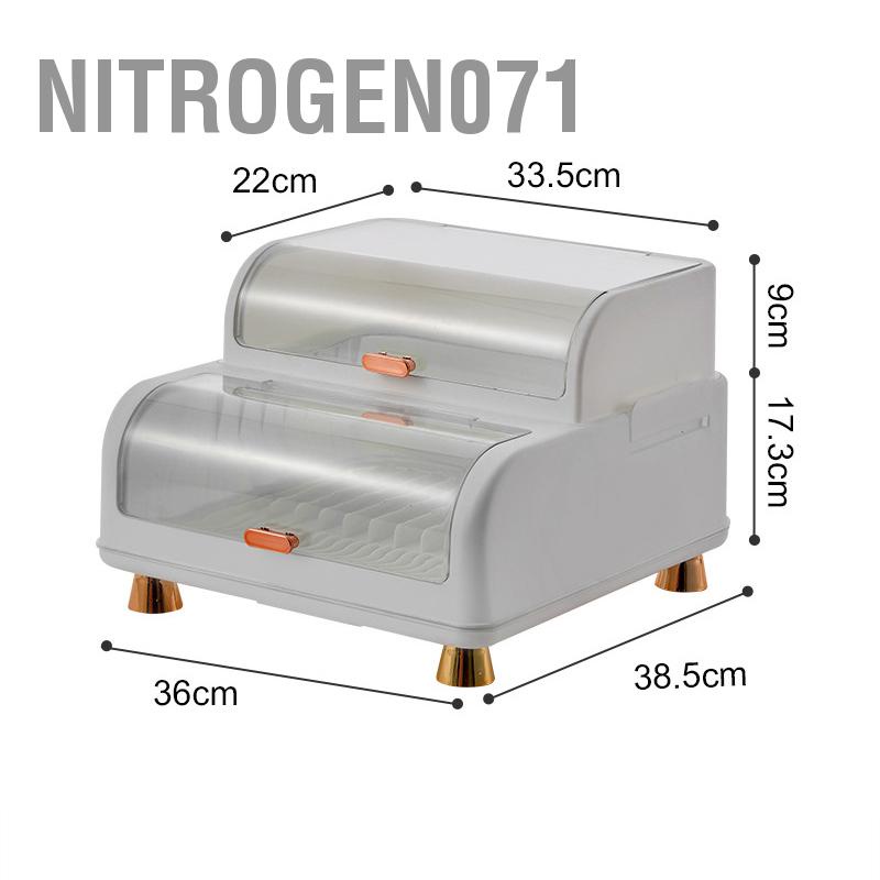 Nitrogen071 Rổ úp bát có nắp - Giá đựng bát Bộ đồ ăn bằng nhựa - Hộp đĩa Sấy khô có nắp đậy