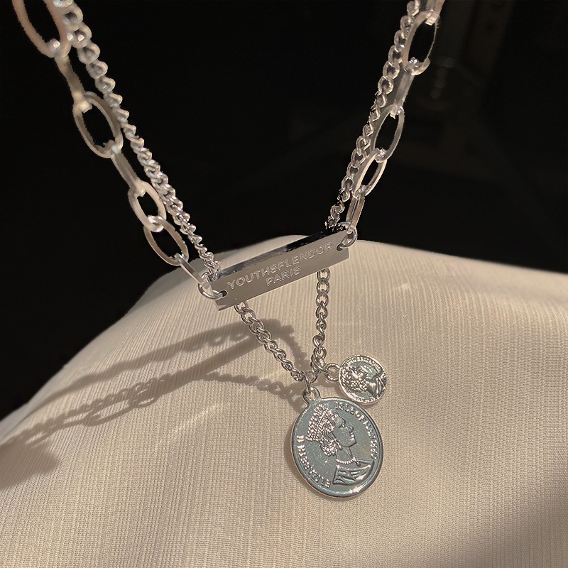 Vòng cổ Hai Lớp Thiết Kế Đơn Giản Phong Cách Hip Hop Cá Tính Cho Nữ