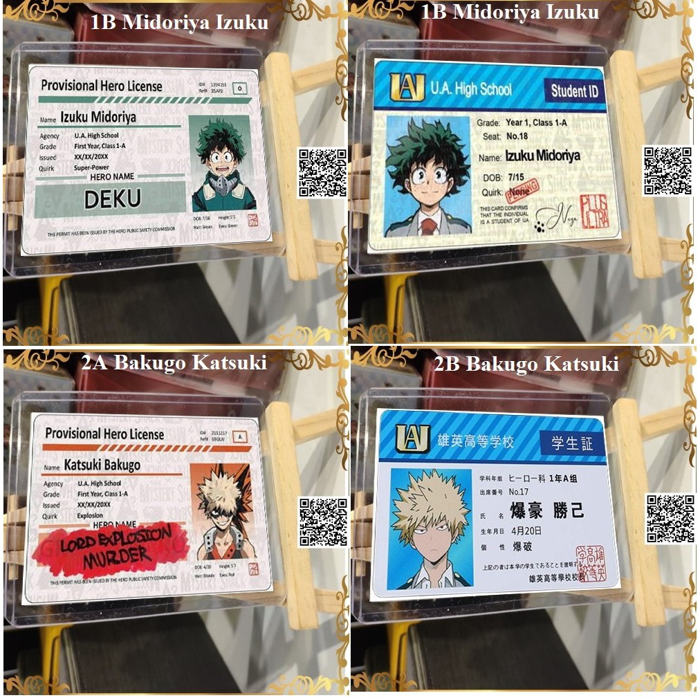 1235 Mô hình card chứng nhận Học viện siêu anh hùng - My Hero Academia nhiều hình (bao gồm card + bọc bài nhựa bảo quản