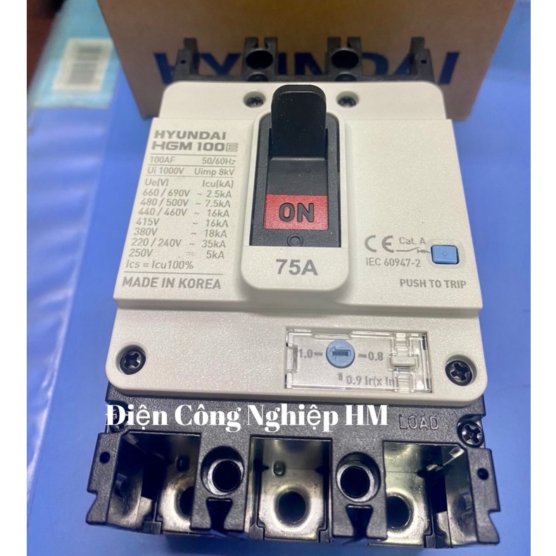 Aptomat MCCB 3 Pha HGM100E-F Hyundai dòng 63A~100A - Chính Hãng, Át Tô Mát Khối Cầu Dao Điện 3P