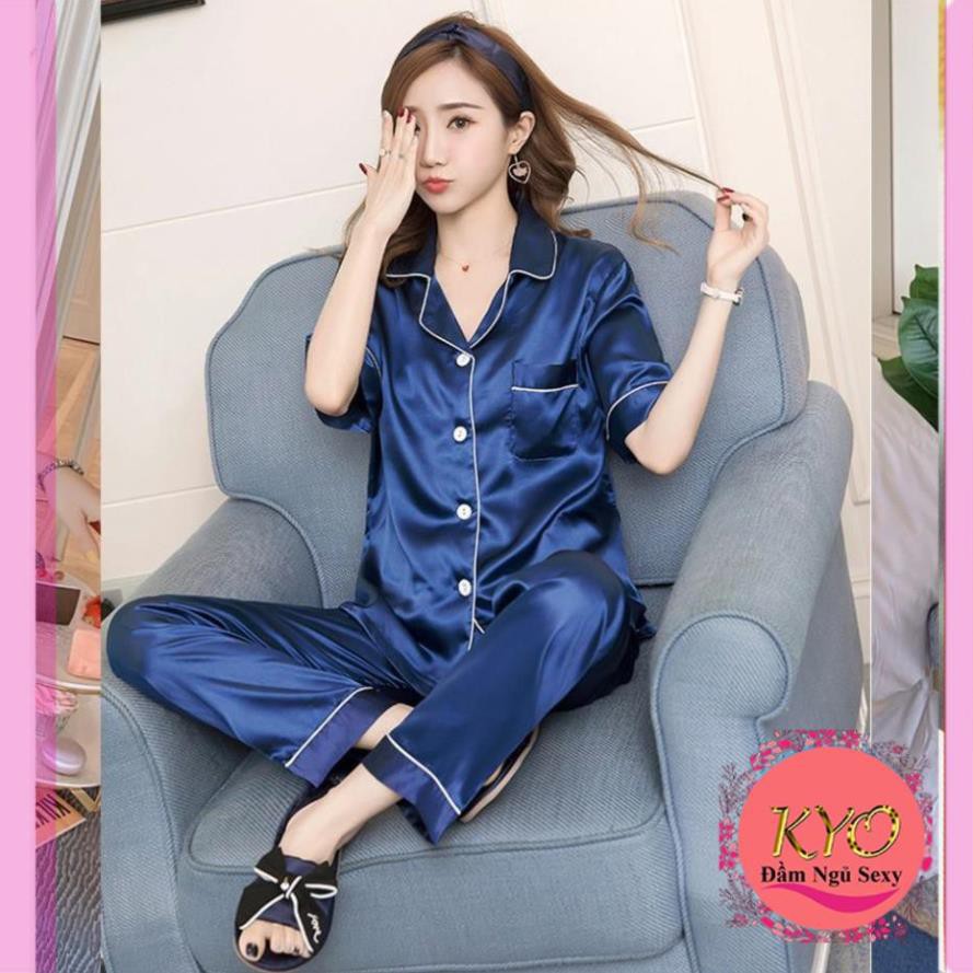 Đồ bộ Pijama - Bộ ngủ lụa satin dài đẹp, Bộ Đồ Ngủ trơn Thời Trang Quyến Rũ B59