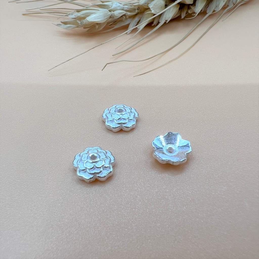 Charm ốp đá bạc trắng hình hoa phân tầng - Charm Bạc 925 - Mã CB772