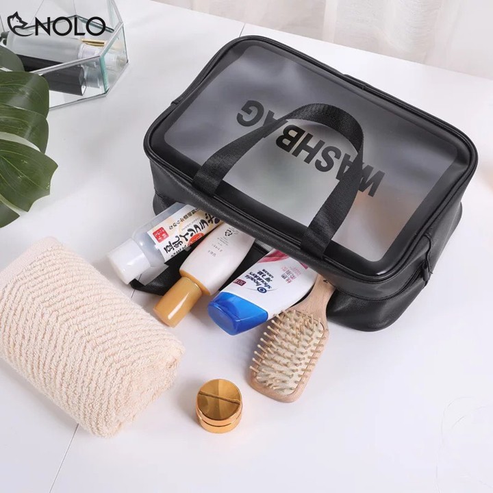 Túi Đựng Mỹ Phẩm Vật Dụng Washbag Chất Liệu PU TPU Chống Thấm Nước Kích Thước 22x12x31cm