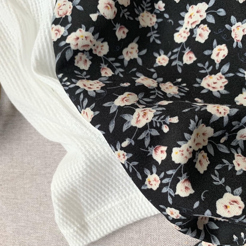 Set váy nữ gồm váy 2 dây hoa nhí 2 lớp kèm áo cardigan len mỏng đẹp, Set đồ nữ bánh bèo tiểu thư Maitrangshop92 (TTA104)