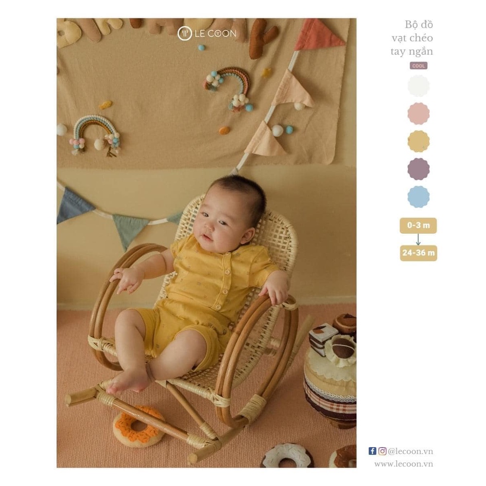 Bộ cộc tay Le Coon cho bé sơ sinh cao cấp có cúc cài chéo LeCoon