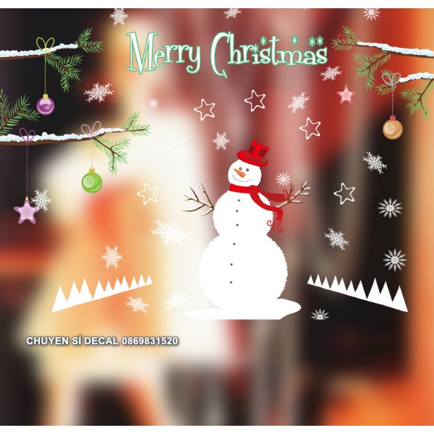 Decal trang trí tường Noel - Người Tuyết Khổng Lồ