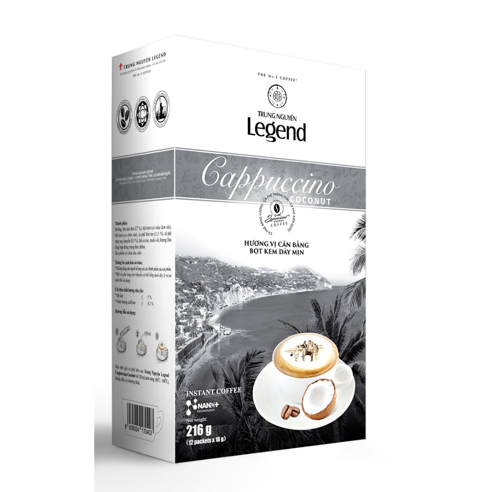 Cà phê hòa tan Trung Nguyên Legend Cappuccino Coconut 12 Sticks 18Gr