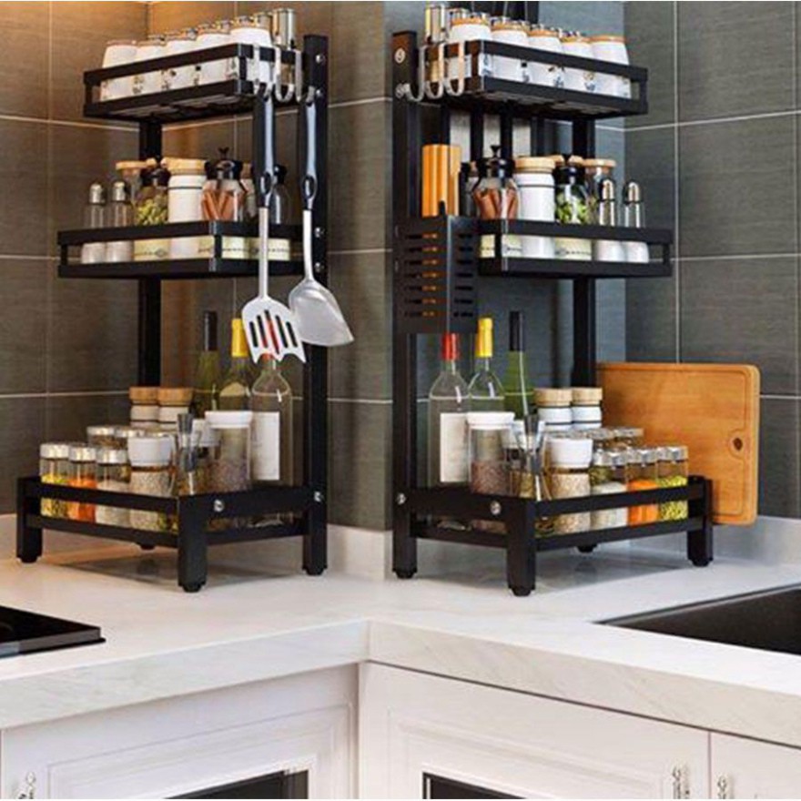 [ FREESHIP ] Kệ Gia Vị 2 Tầng 3 Tầng Full Phụ Kiện Kava