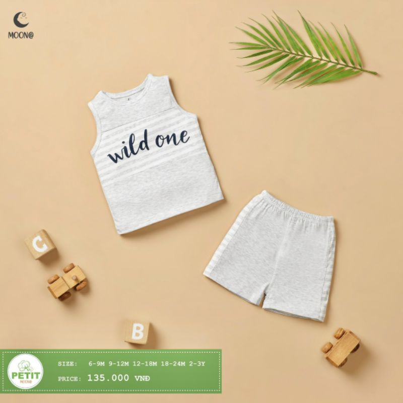 Moon -  XẢ KHO Bộ ba lỗ Moon vải petit cho bé 6-17kg