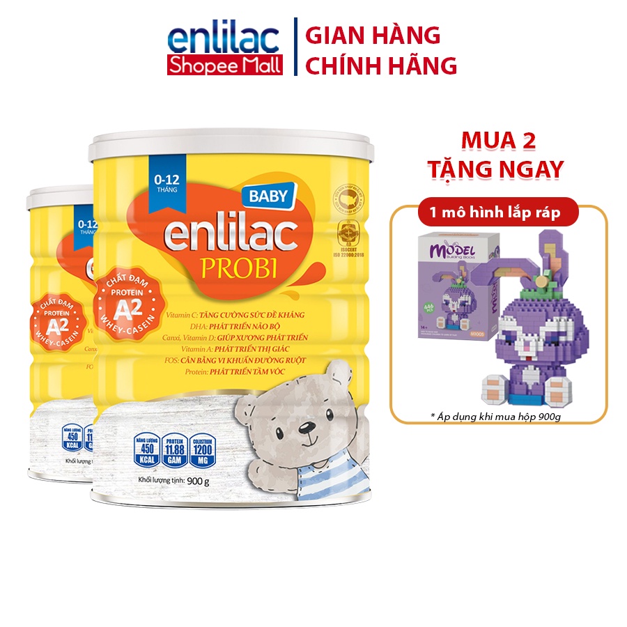 Sữa Cho Trẻ Sơ Sinh Giúp Ăn Ngon, Tiêu Hoá Tốt, Tăng Cường Hệ Miễn Dịch Enlilac Probi Protein A2 Baby Hộp 900g