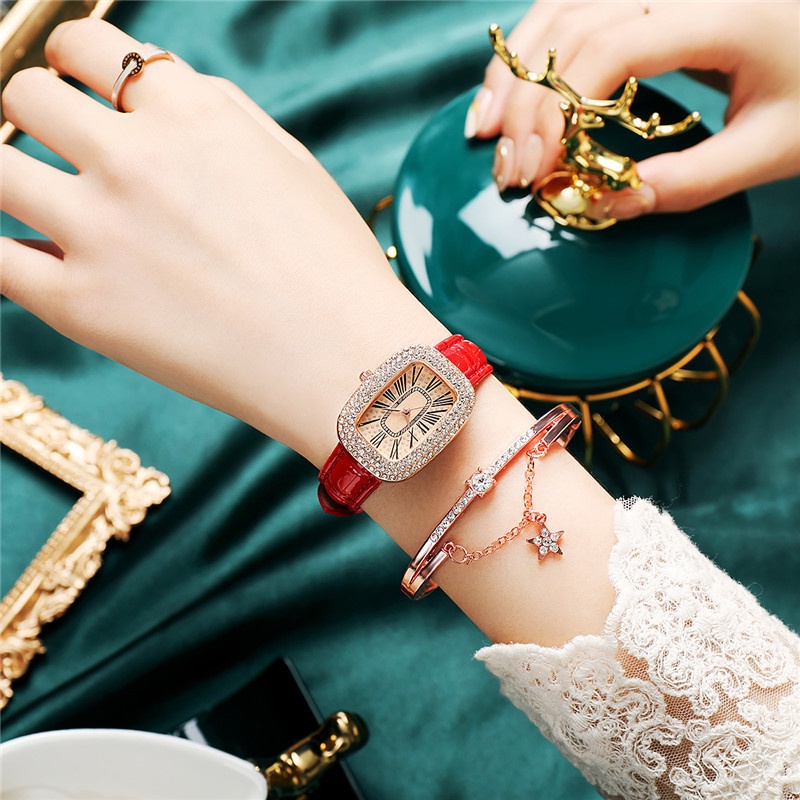 Đồng Hồ Quartz Nữ Đính Hột Xoàn Dây Da Thời Trang | BigBuy360 - bigbuy360.vn