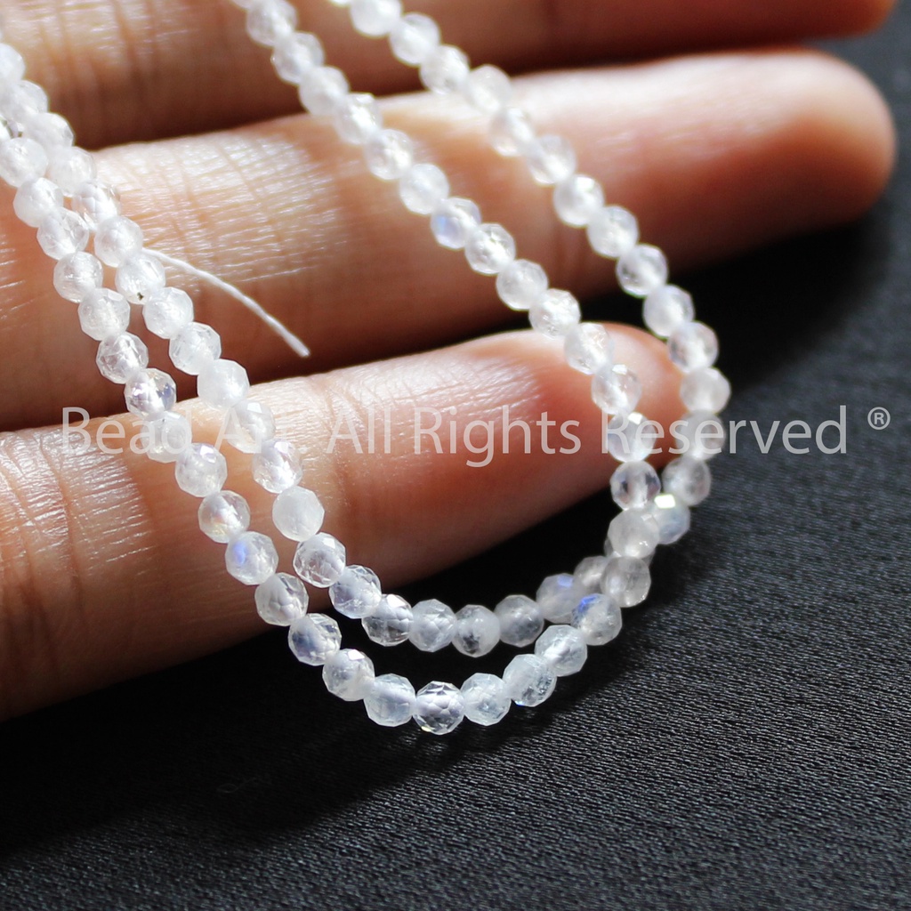 2.5MM Hạt Đá Ánh Trăng  Ánh Cầu Vồng, Đá Phong Thuỷ, Kim, Thuỷ S50 - Bead Art