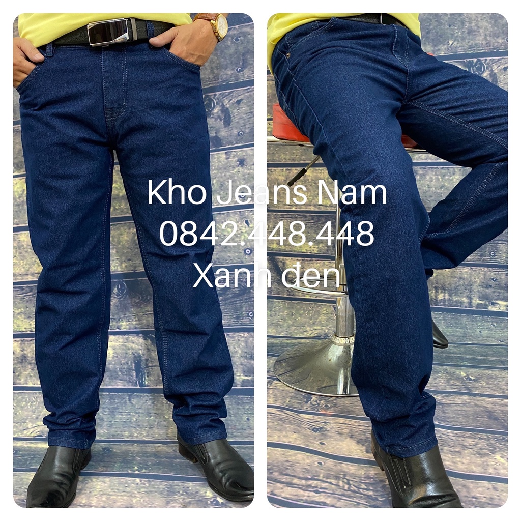 Quần jean nam ống suông co dãn, quần bò nam trung niên co dãn có size lớn đến 100kg màu xanh đen