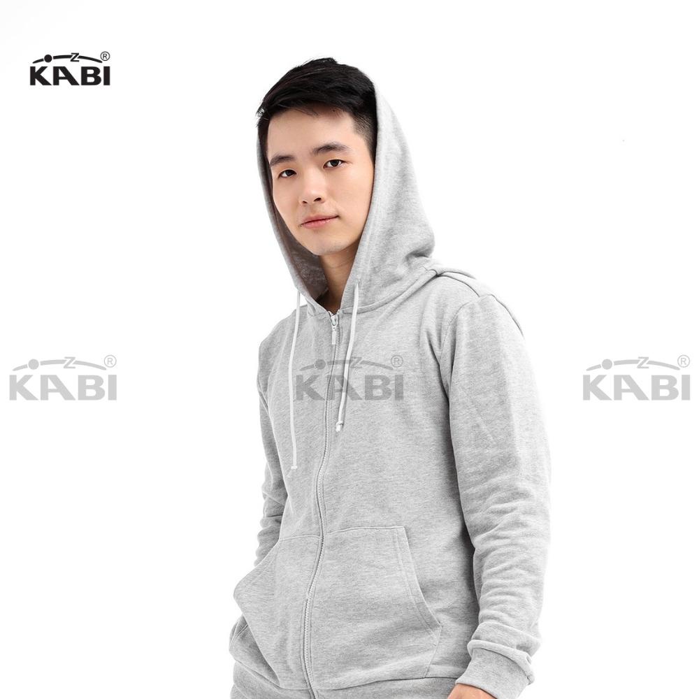 Đồ bộ áo khoác nam hoodie KABI xám trơn đồ thu đông thun cotton nỉ có dây kéo