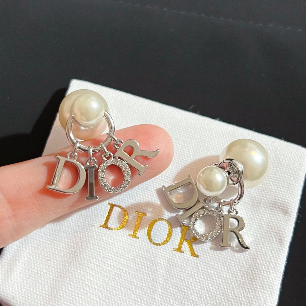 Bông Tai Mạ Bạc 925 Hình Chữ Cái Đính Hạt Nhỏ Xinh